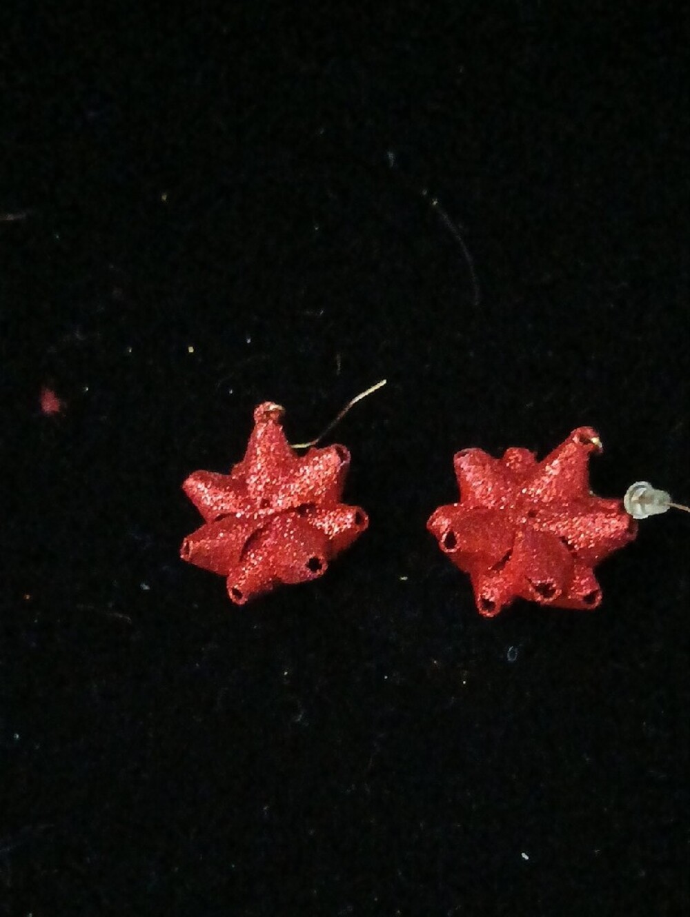 Sparkling Red Ribbon Bow Drop Earrings - Women Jewelry - Picture 2 of 2